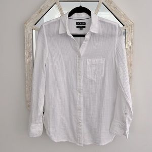 J.Crew White Classic Fit Gauze Shirt Size 2